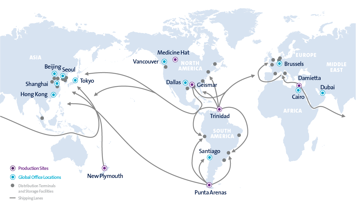 Methanex Map with Shipping lines